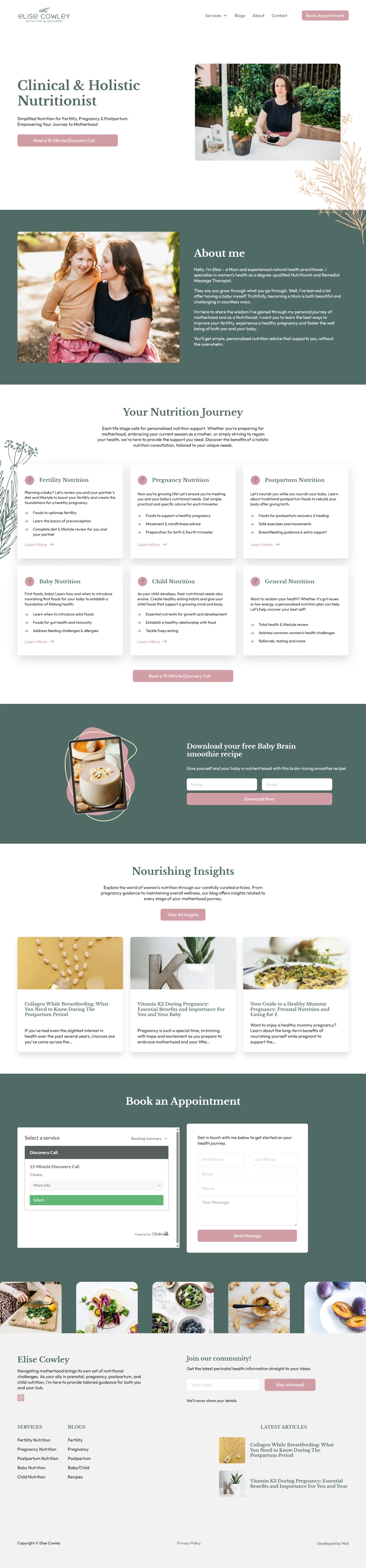 Elise Cowley website screenshot