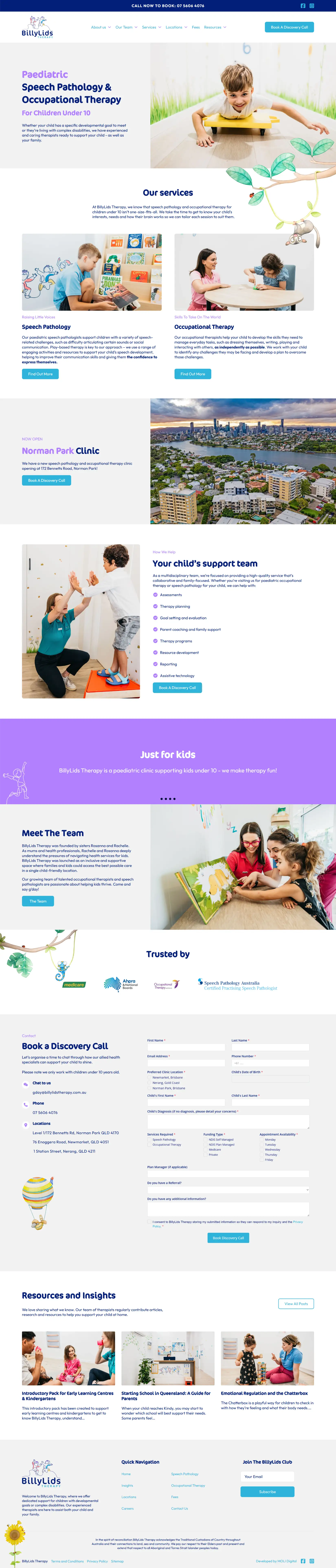 BillyLids Therapy website screenshot